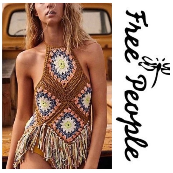 Free People Tops - Free People Summer Of Love Crochet Knit Halter Top